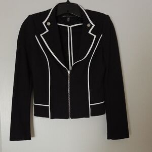 White House Black Market Black Blazer with White Trim